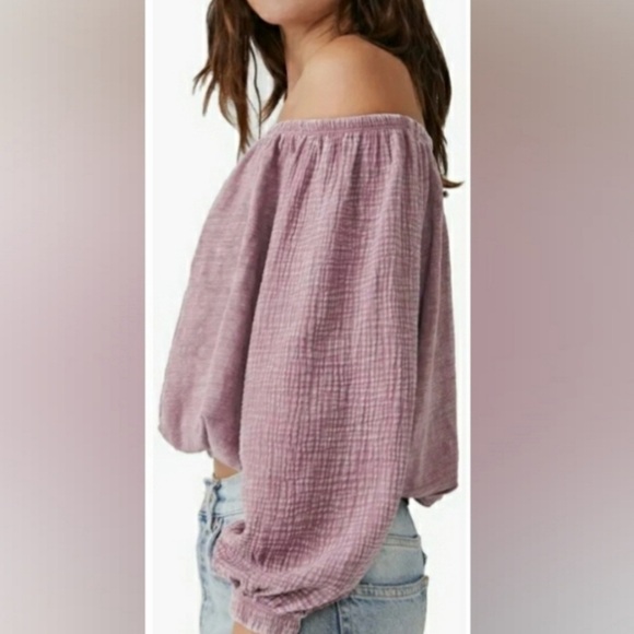 We The Free Parfait Bubble Lavender Purple Off-Shoulder Top Large NWOT - Picture 3 of 15